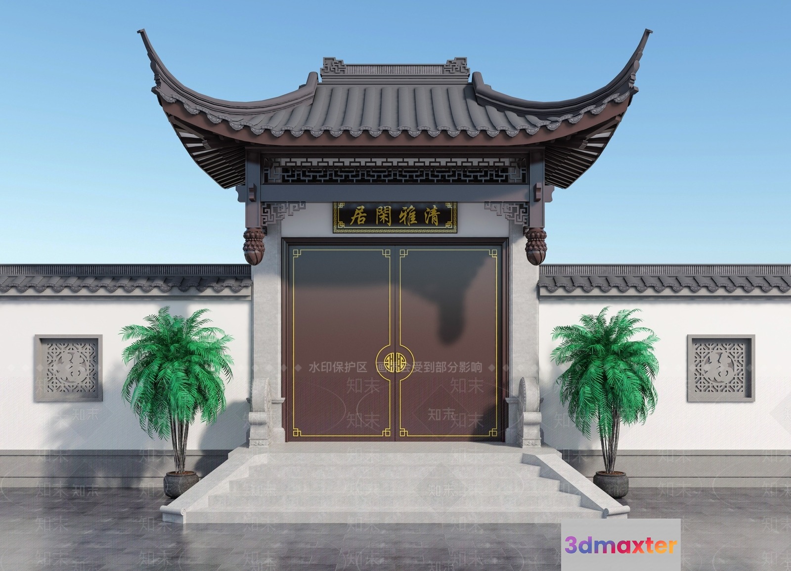 Traditional Chinese Gate 3D Model - 17738 - VRAY Render