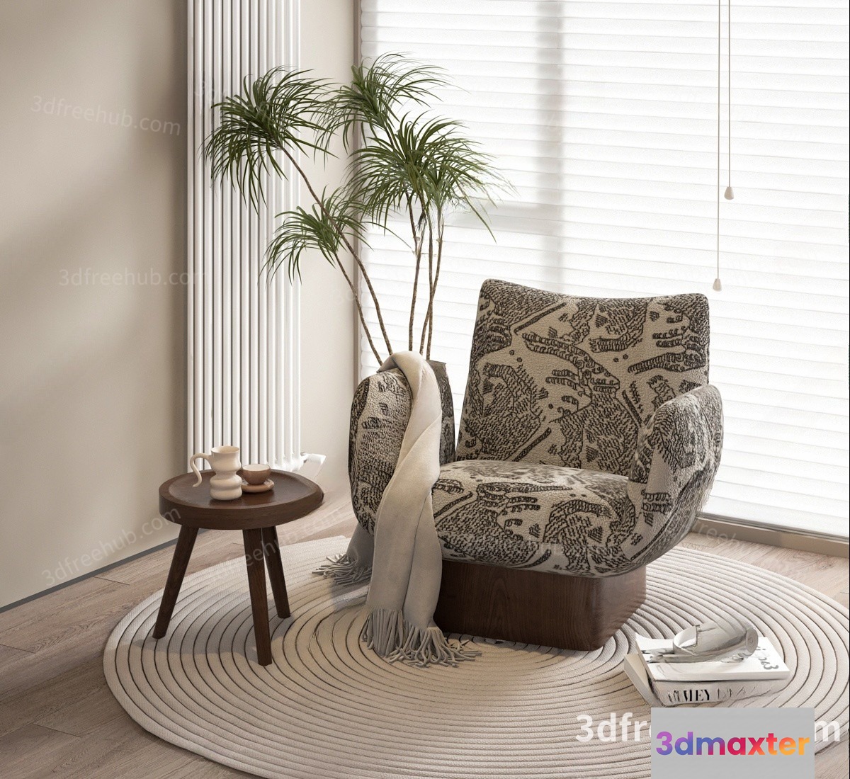A Chair With A Patterned Fabric 3D Model - 21287 - VRAY Render