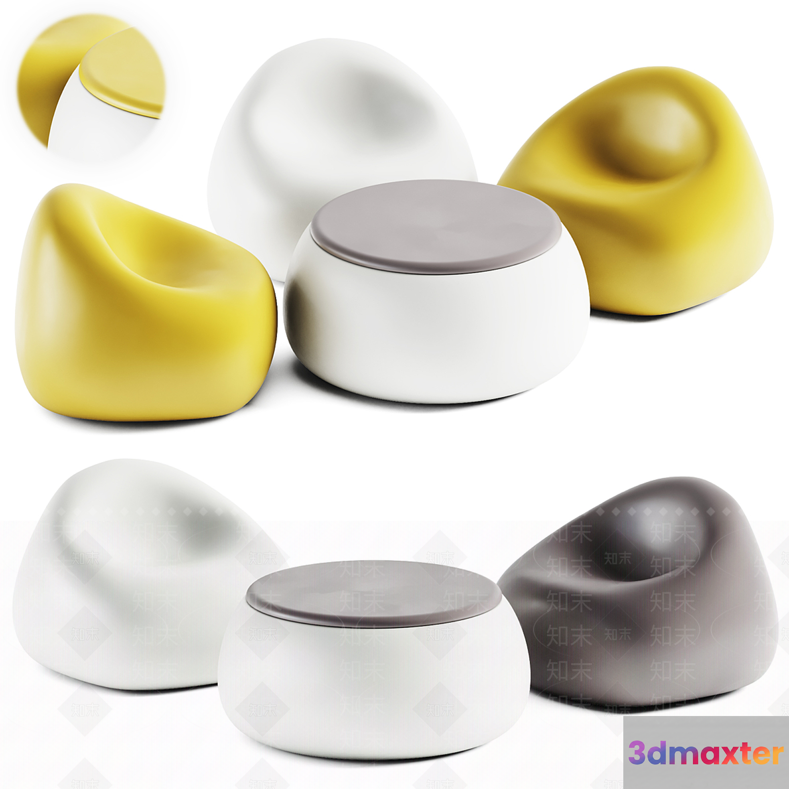 Modern Egg-Shaped Furniture 3D Model - 11889 - VRAY Render
