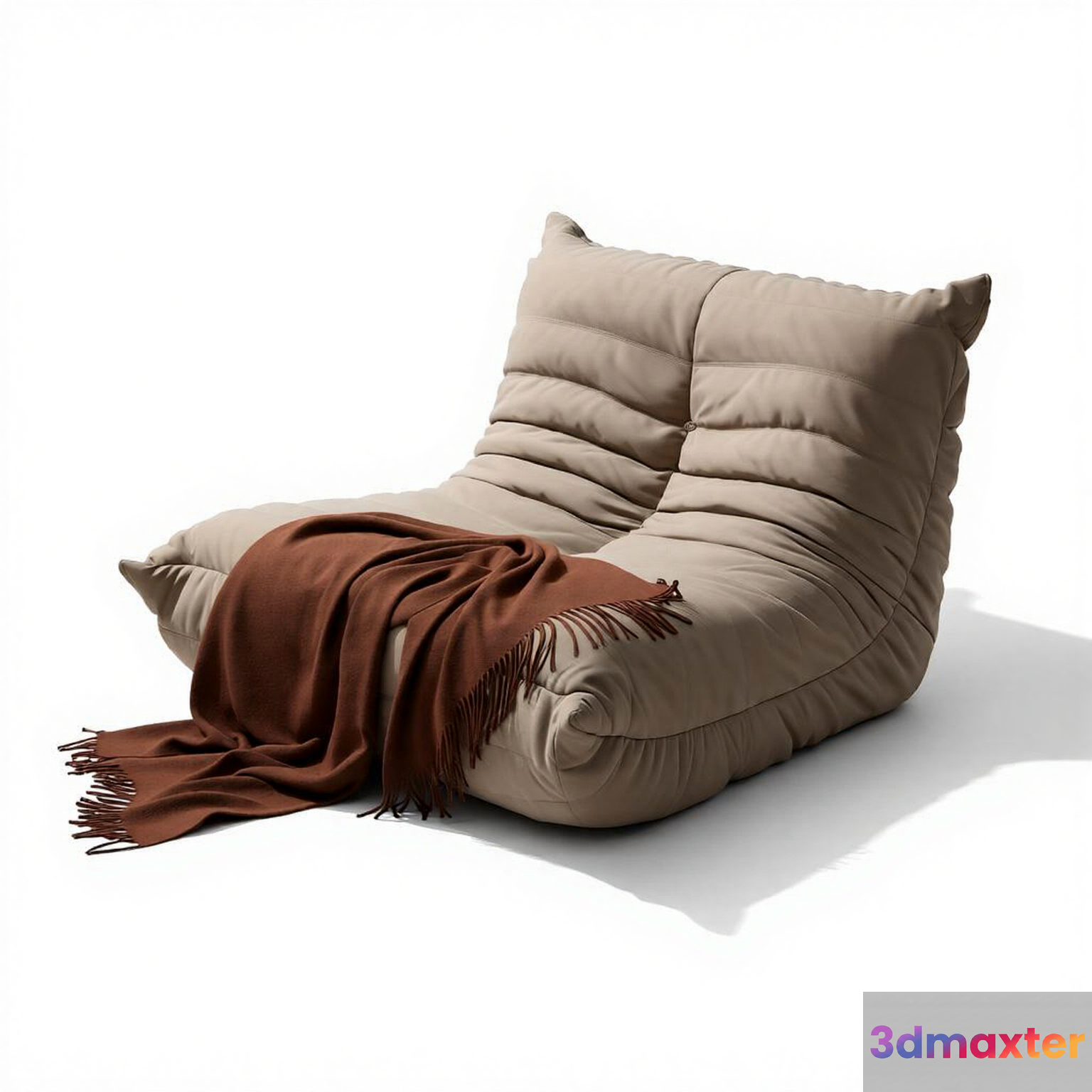 Beige And Brown Sofa 3D Model - 11577 - VRAY Render
