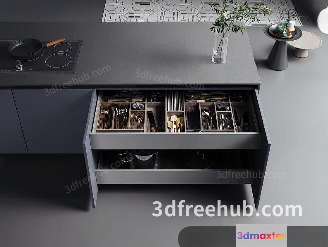 Modern Kitchen Island 3D Model - 22298 - VRAY Render