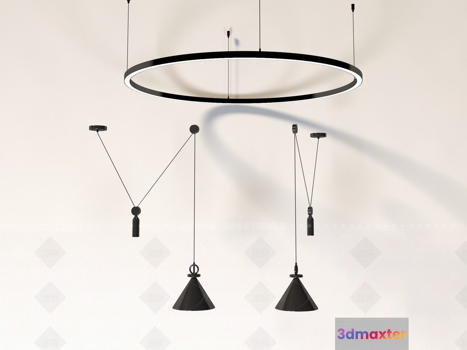 Modern Black Light Fixture 3D Model - 15814 - VRAY Render