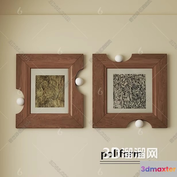 Two Wooden Picture Frames 3D Model - 11629 - VRAY Render