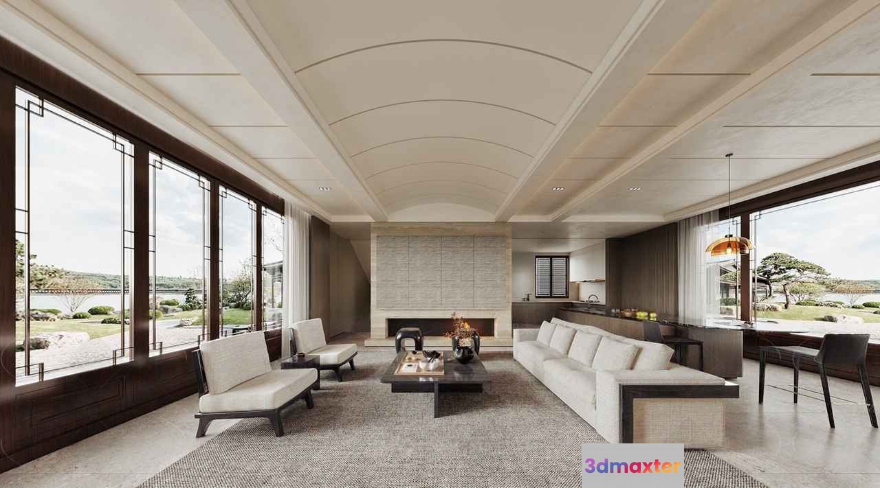 Modern Living Room 3D Model - 1717 - CORONA Render