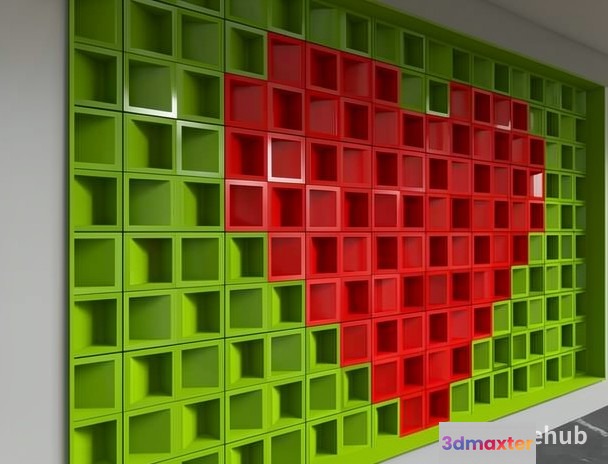 Red And Green Shelving 3D Model - 20113 - VRAY Render