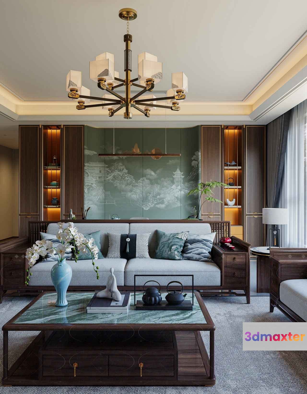 Modern Living Room 3D Model - 10606 - VRAY Render