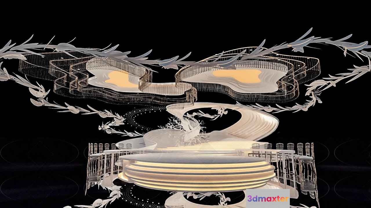 A 3D Model Of A Building With A Unique Design 3D Model - 1050 - VRAY Render