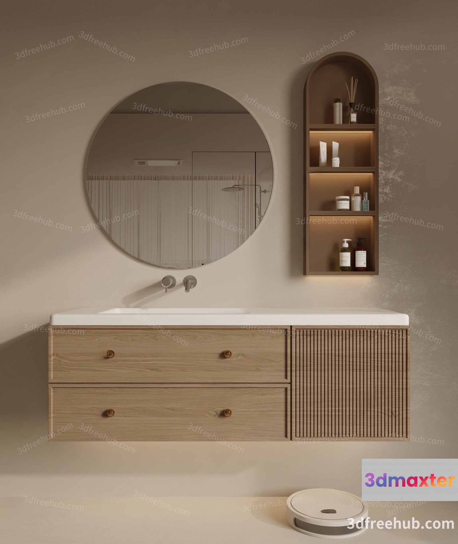 Modern Bathroom Vanity 3D Model - 19164 - VRAY Render