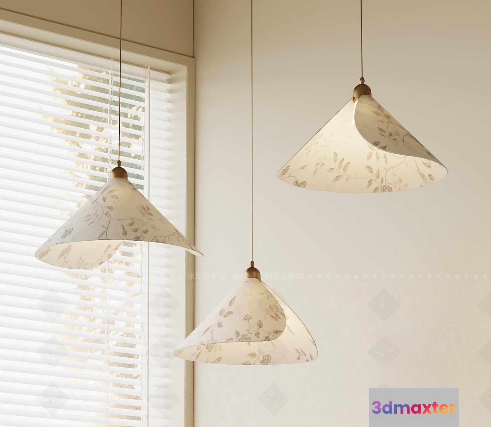 Three Hanging Lamps 3D Model - 3242 - VRAY Render