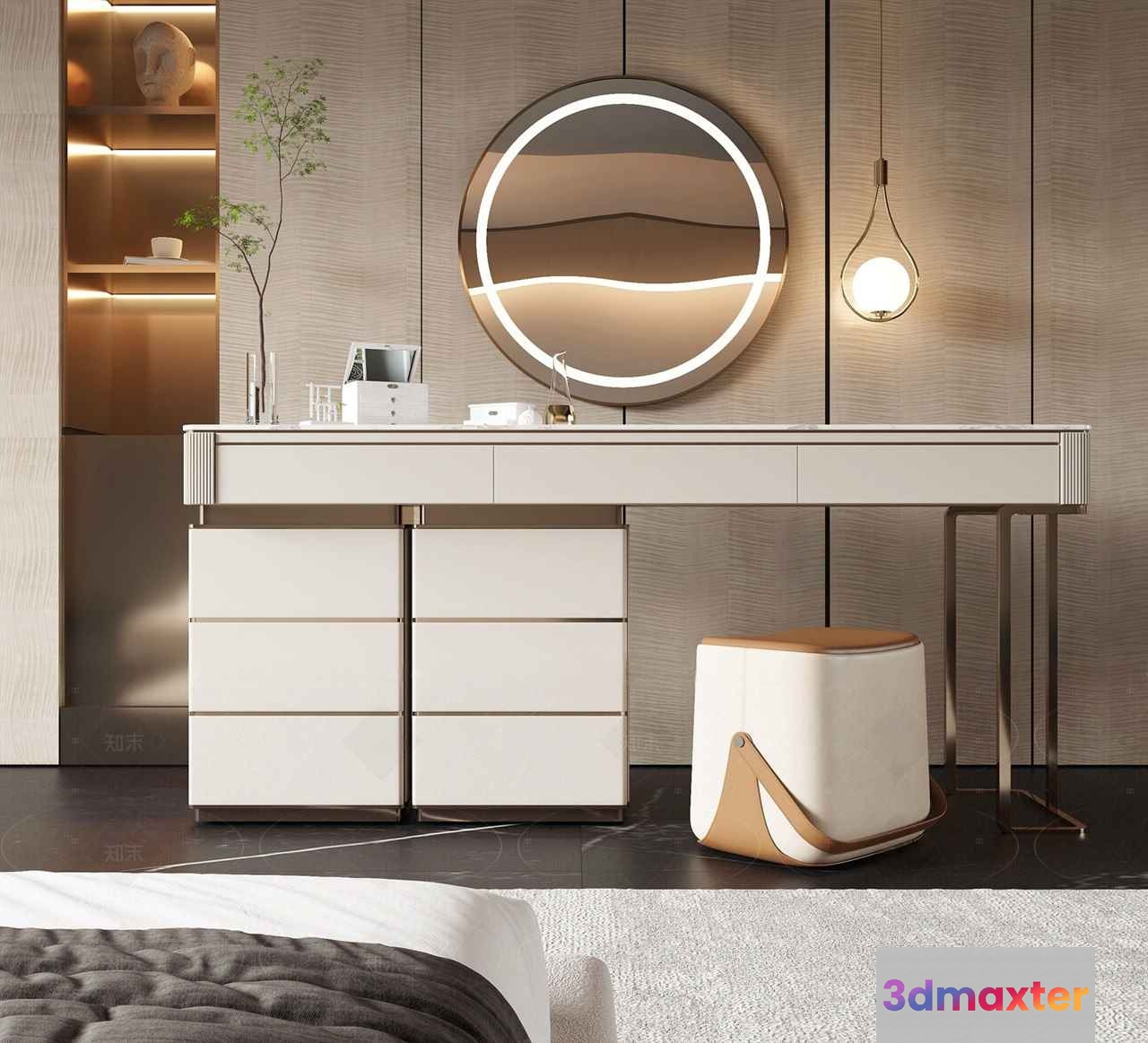Modern White Dressing Table 3D Model - 18285 - VRAY Render