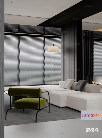 Modern Living Room 3D Model - 12324 - CORONA Render
