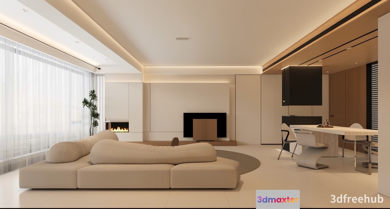 Modern Living Room 3D Model - 20901 - VRAY Render