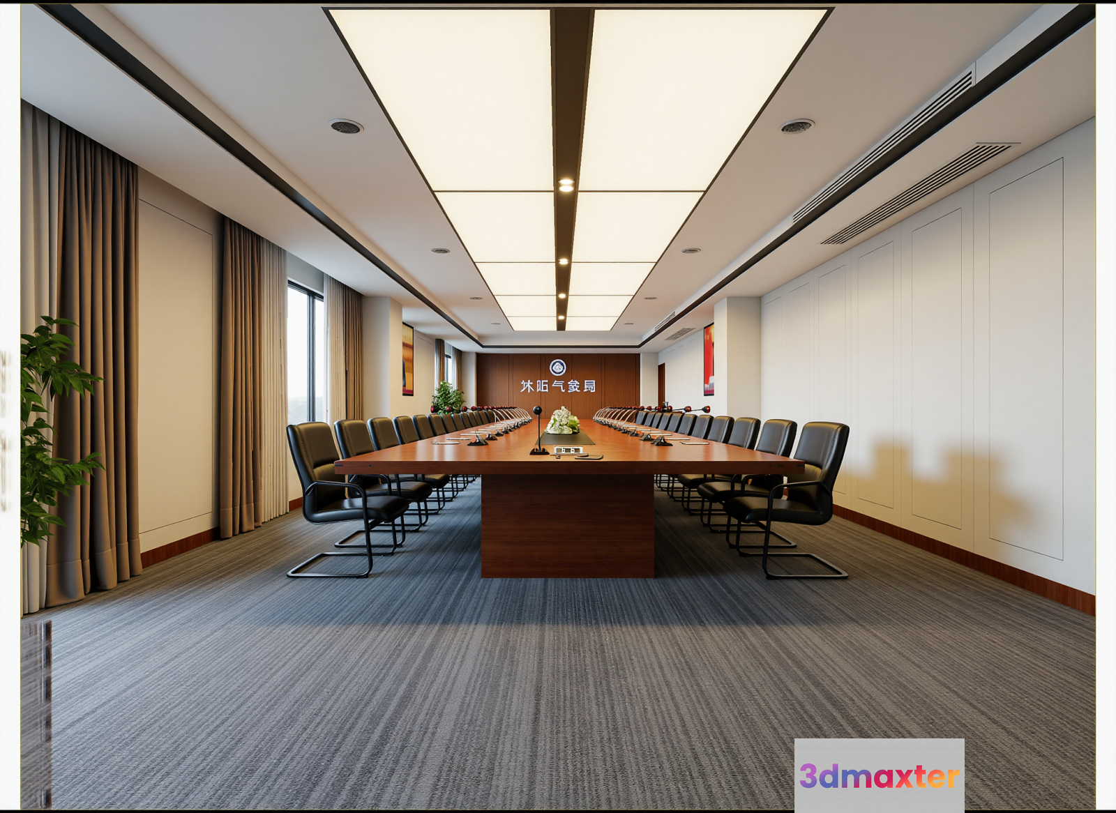 Long Conference Table 3D Model - 12568 - VRAY Render