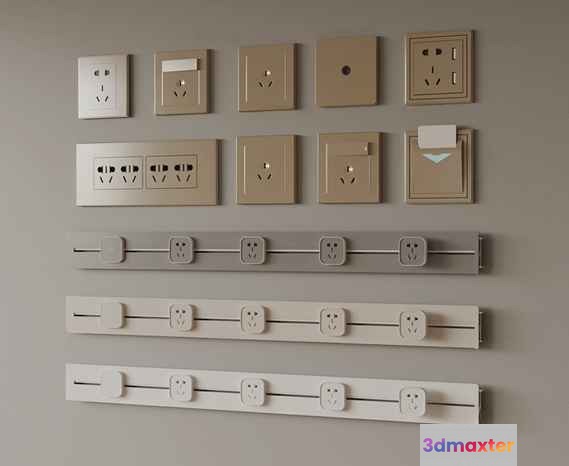Wall-Mounted Power Outlets 3D Model - 16535 - VRAY Render
