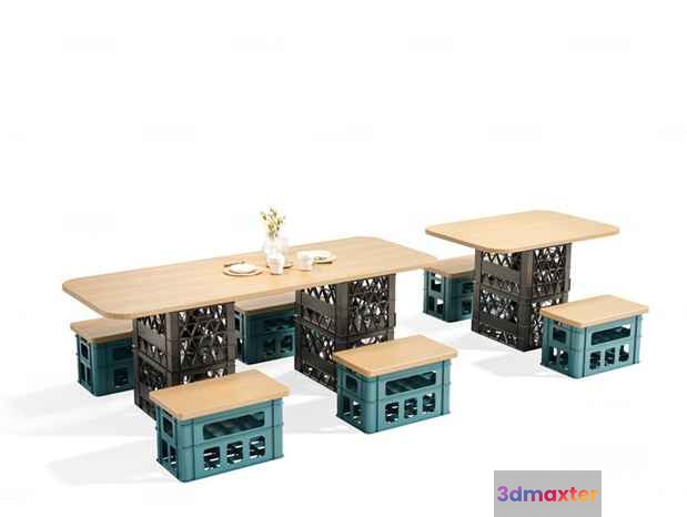 Rustic Dining Table 3D Model - 4179 - CORONA Render