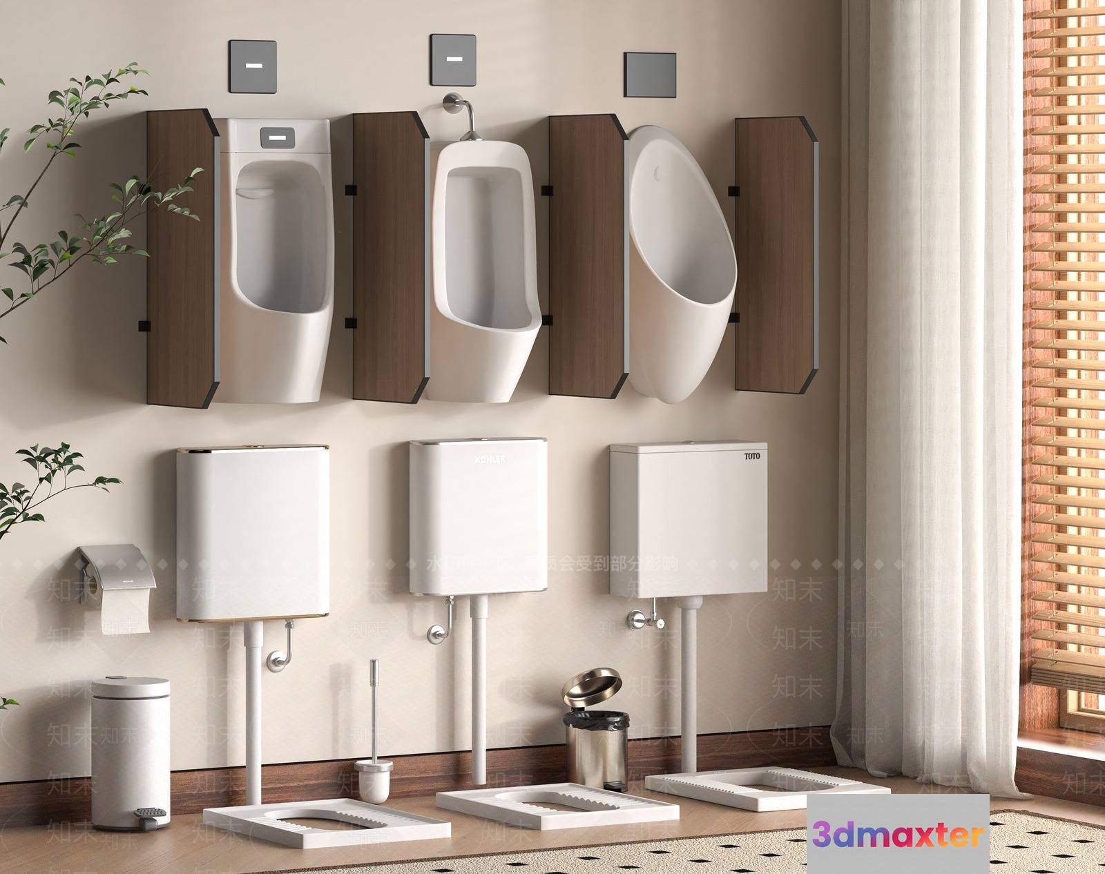 Modern Bathroom Fixtures 3D Model - 18871 - VRAY Render