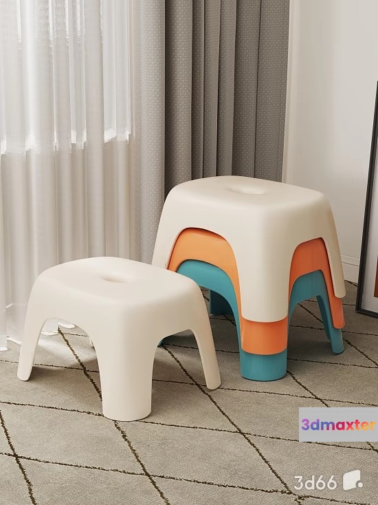 Modern Plastic Stools 3D Model - 21604 - VRAY Render