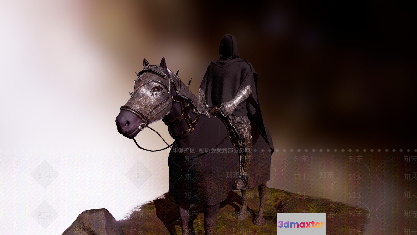 The Main Subject Is A Hooded Figure Riding A Horse 3D Model - 11237 - VRAY Render