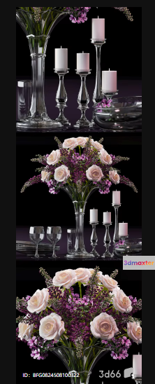 A Bouquet Of Flowers In A Vase 3D Model - 805 - VRAY Render