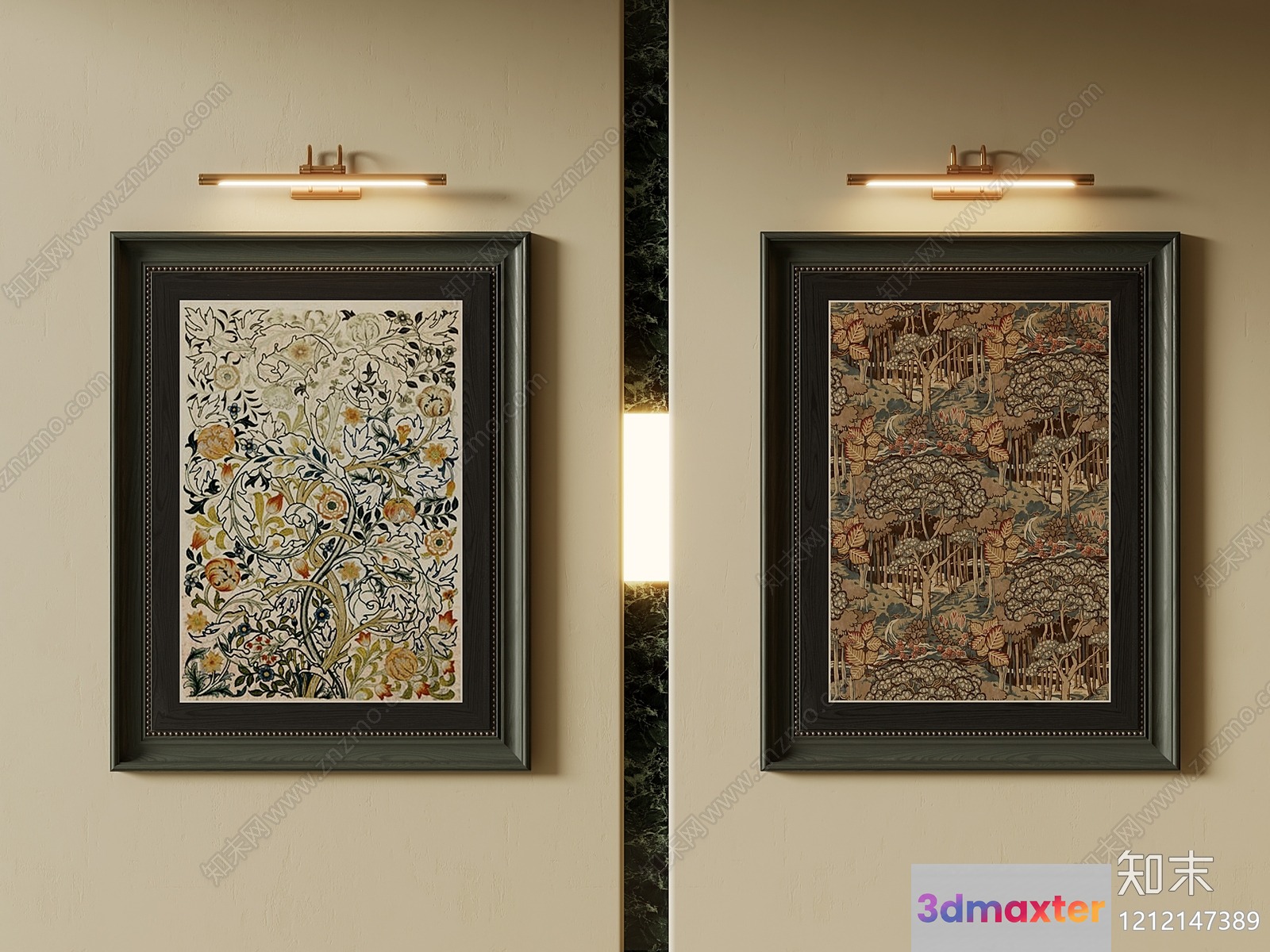 The Image Features Two Framed Paintings 3D Model - 4437 - VRAY Render