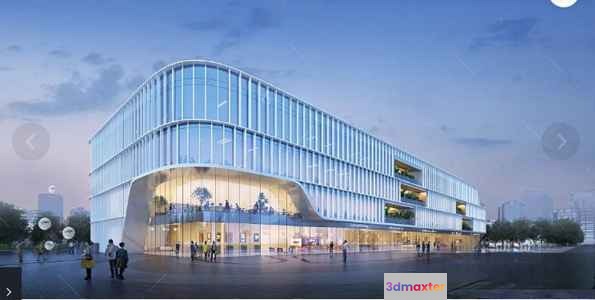 Modern Glass Building 3D Model - 3652 - VRAY Render