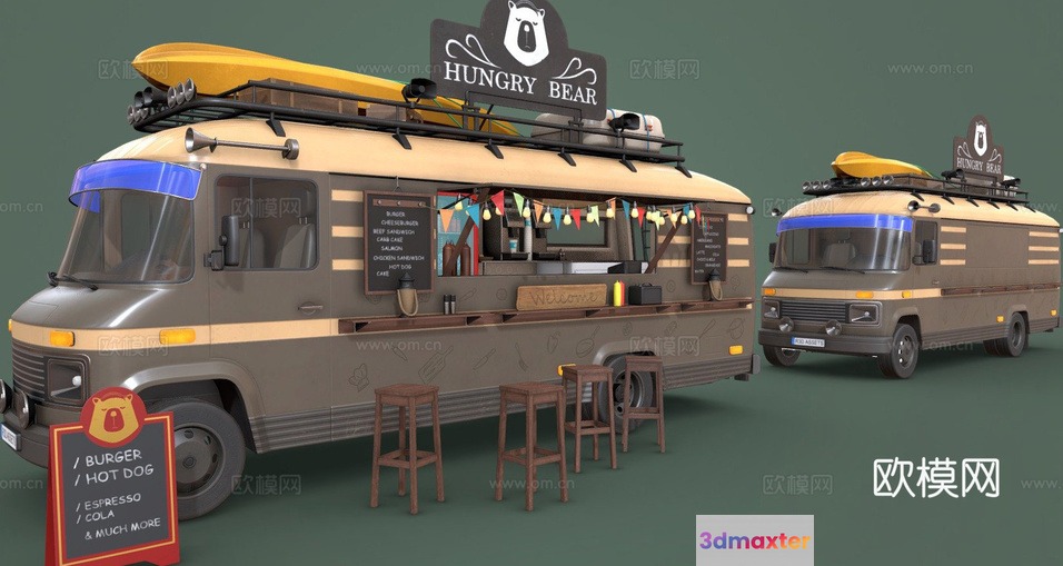 A Food Truck 3D Model - 7435 - VRAY Render