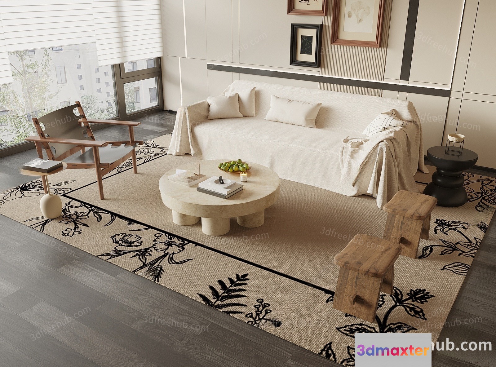 Modern Living Room 3D Model - 20556 - VRAY Render