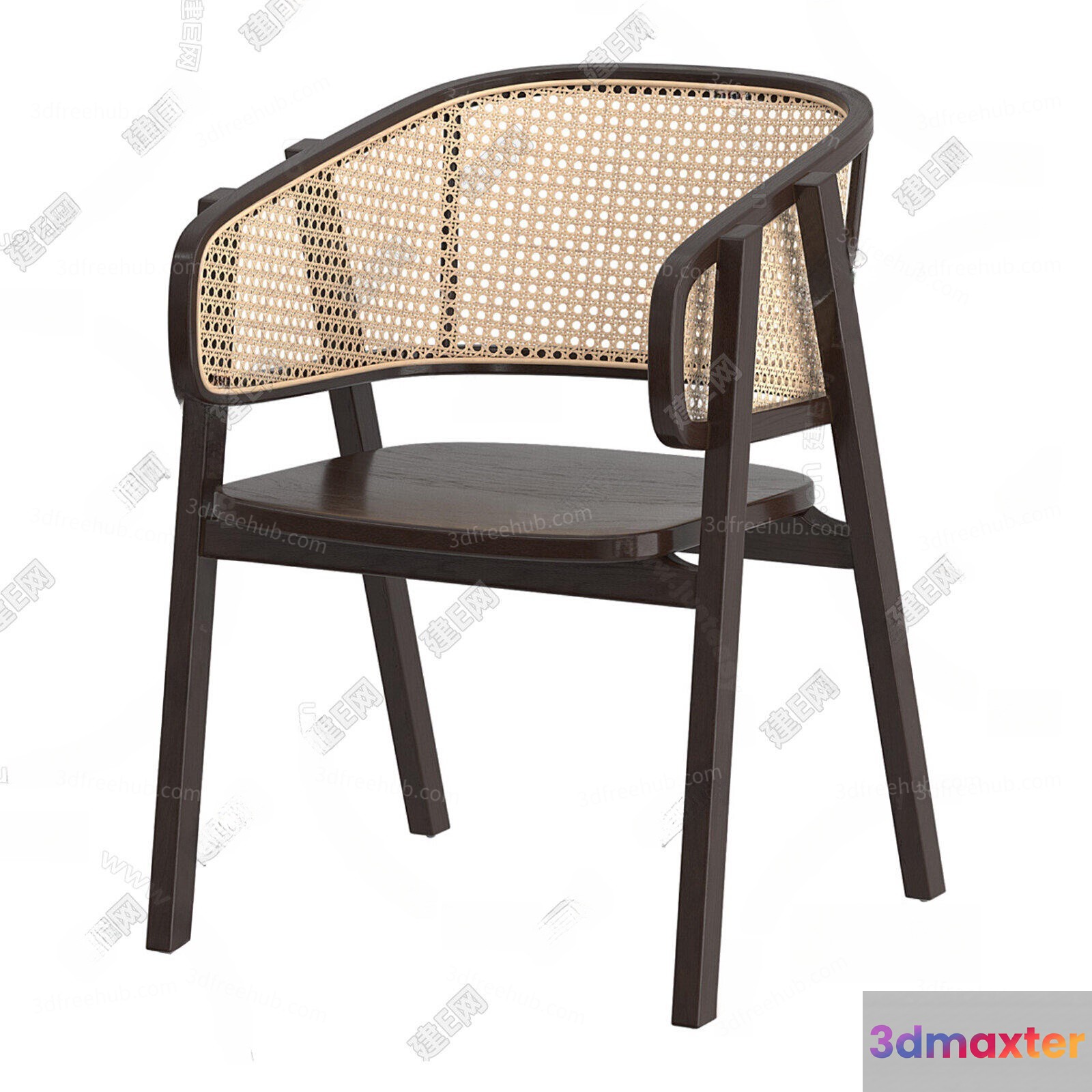 Wooden Cane Chair 3D Model - 21235 - VRAY Render