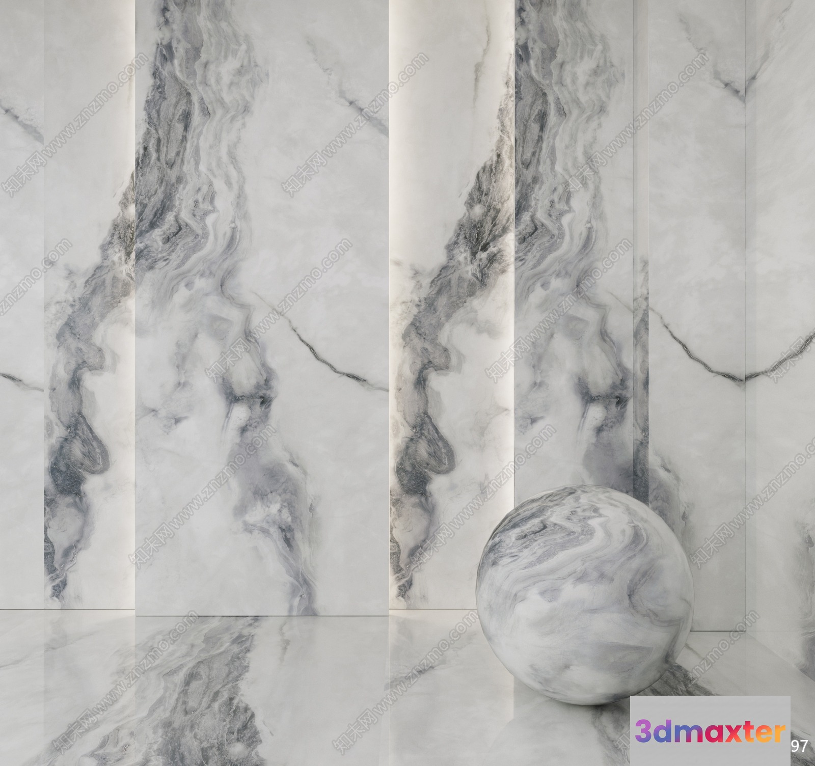 A Marble Sphere 3D Model - 3878 - VRAY Render
