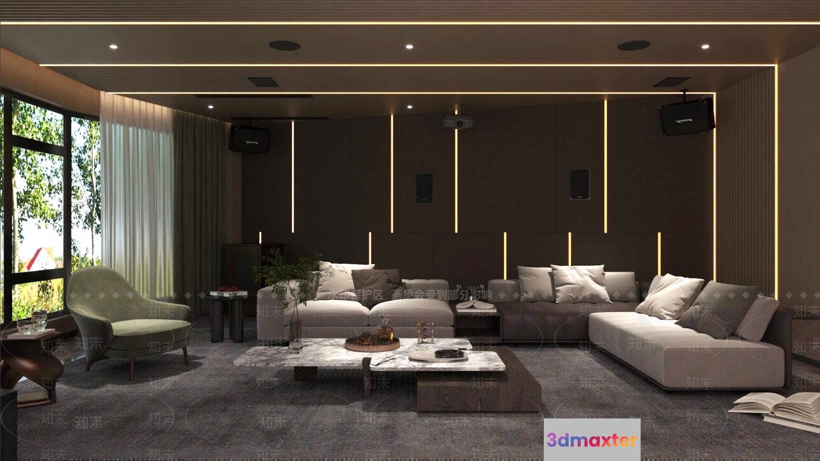 A Large Sectional Sofa 3D Model - 5485 - VRAY Render