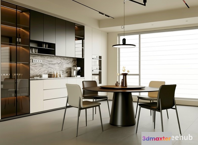 Modern Minimalist Kitchen 3D Model - 21302 - VRAY Render
