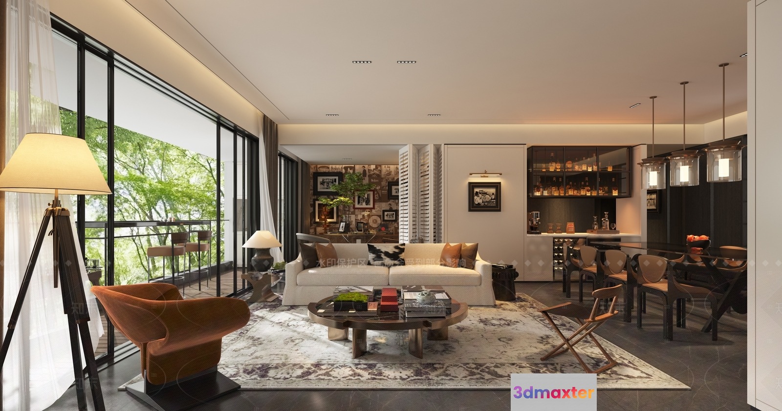 Modern Living Room 3D Model - 3246 - VRAY Render