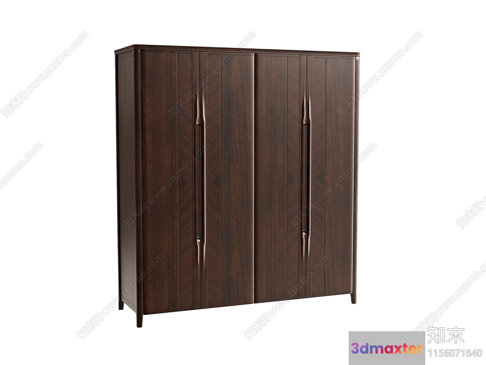 A Large Wooden Cabinet With Multiple Doors 3D Model - 5160 - VRAY Render