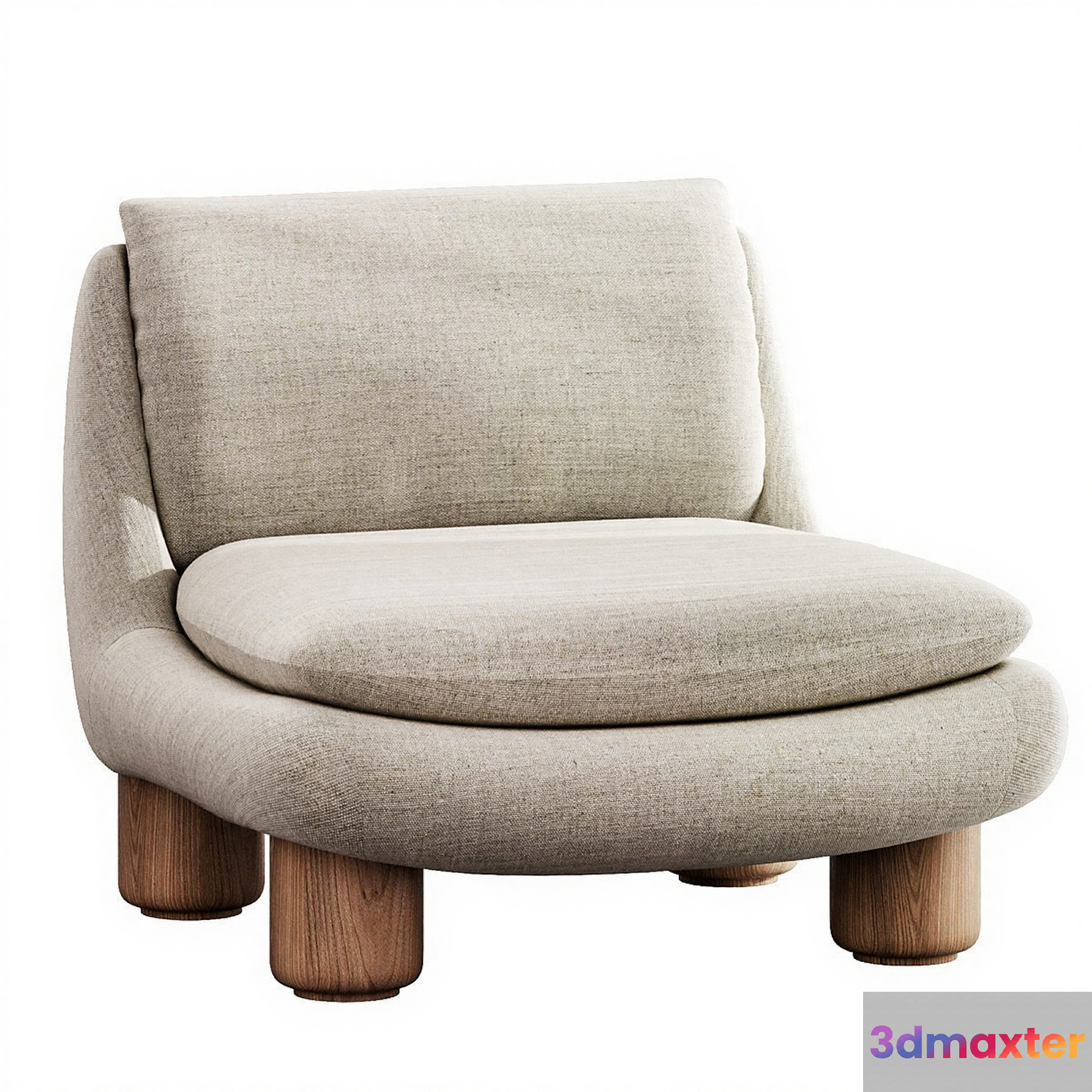 Wooden Chair With Beige Upholstery 3D Model - 13175 - CORONA Render