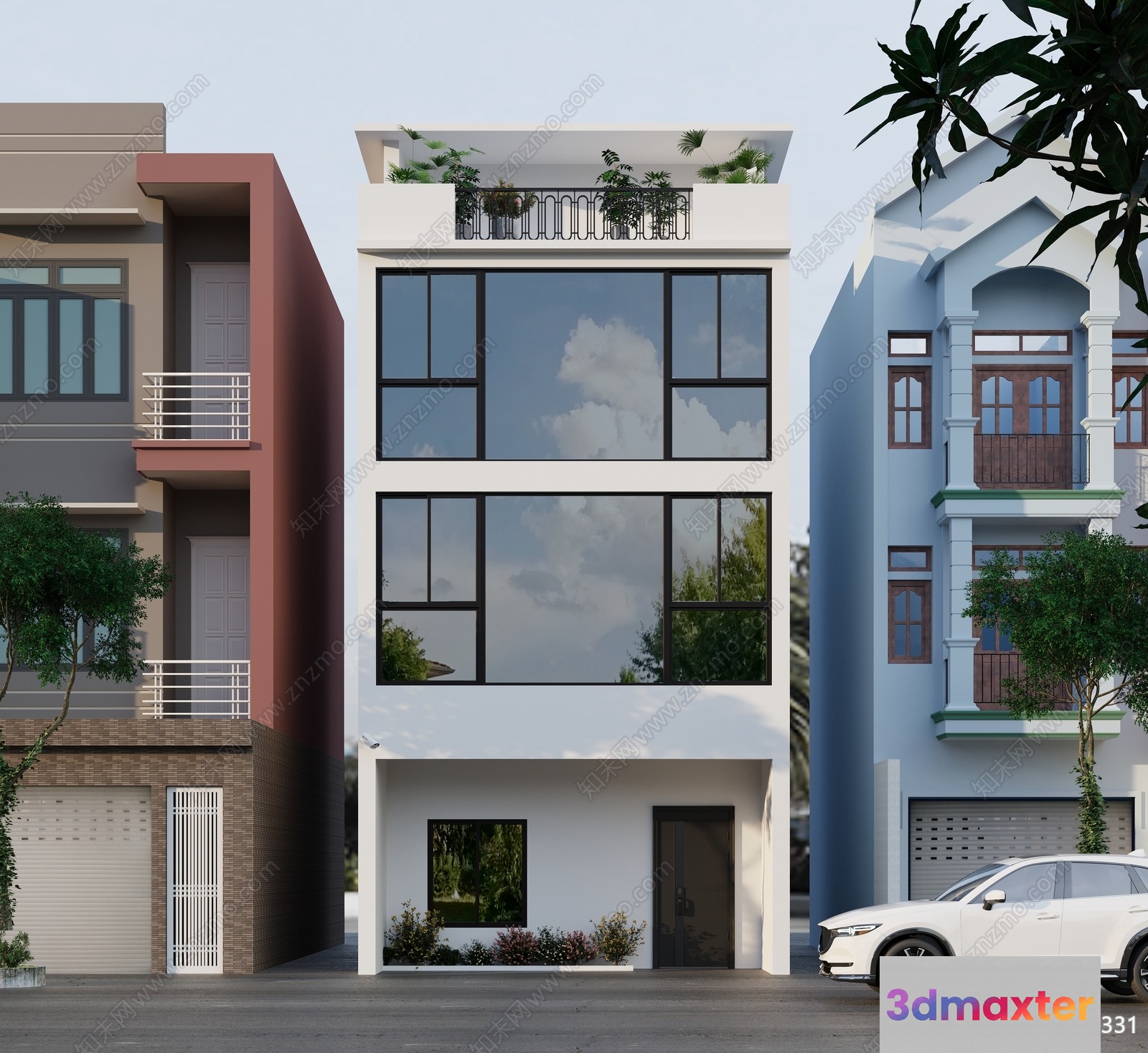 Modern Multi-Story Building 3D Model - 3373 - VRAY Render