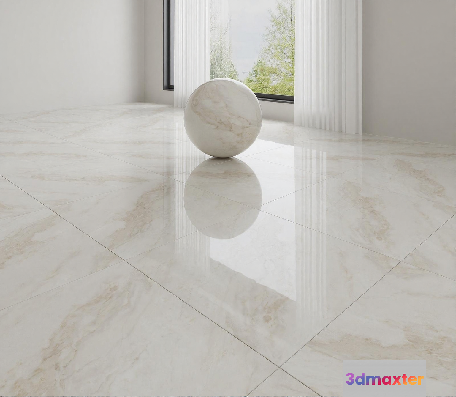 A Marble Ball 3D Model - 6165 - VRAY Render