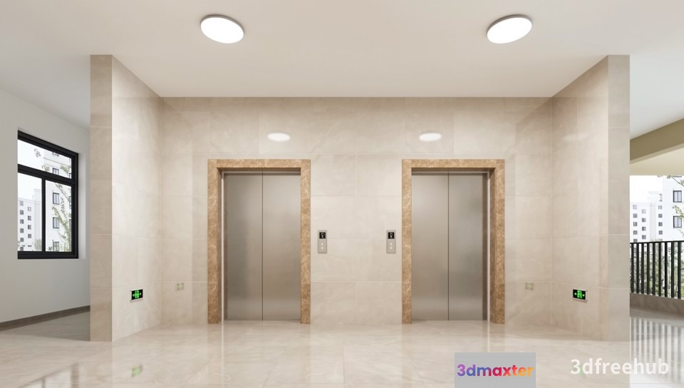 A Modern Elevator Room 3D Model - 20839 - VRAY Render