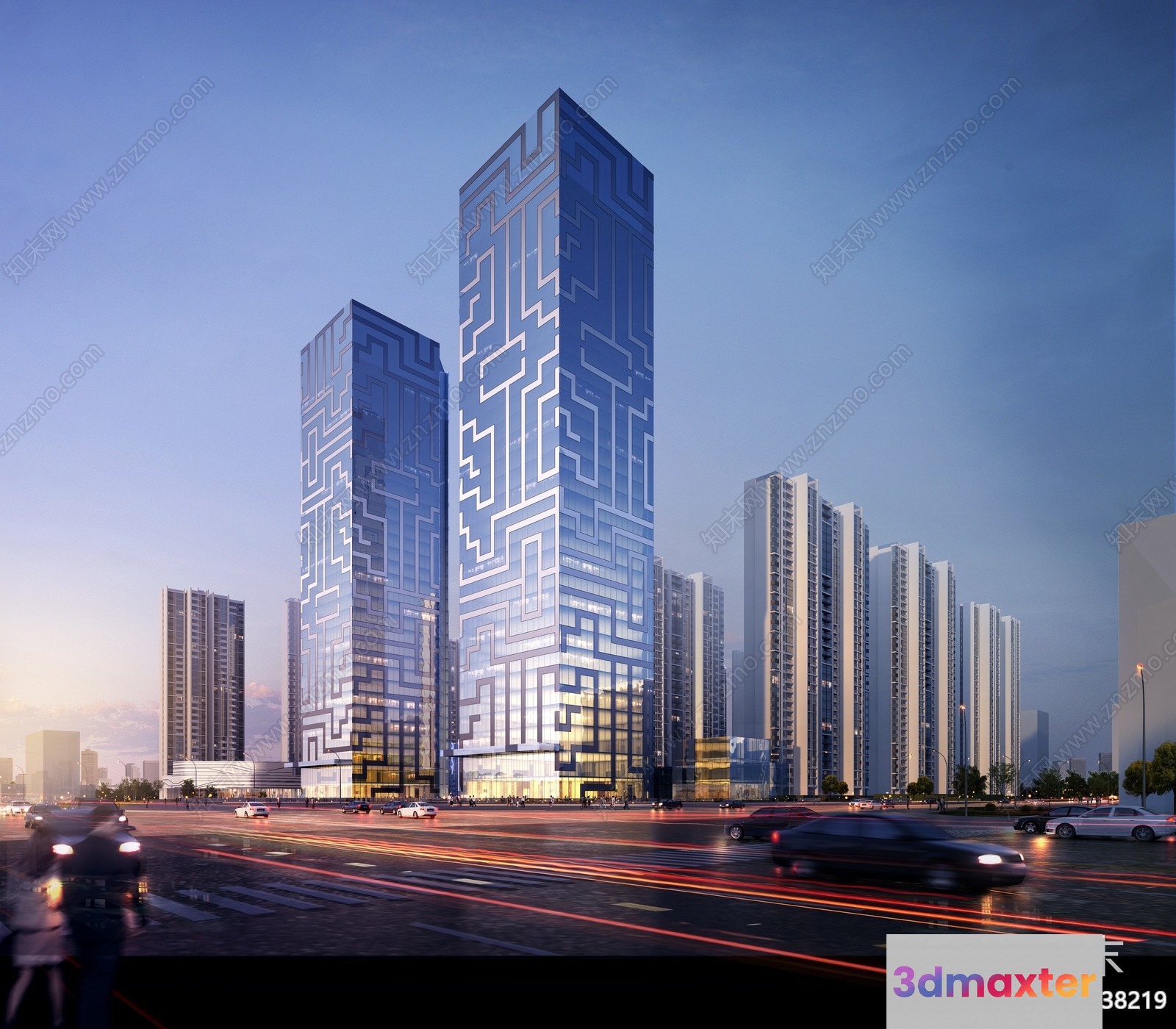 Modern Cityscape 3D Model - 6340 - VRAY Render