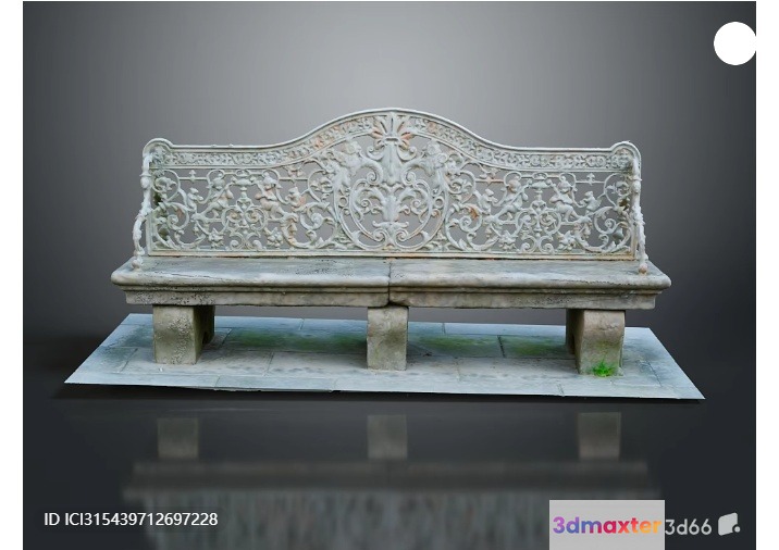 An Ornate Bench 3D Model - 302 - VRAY Render