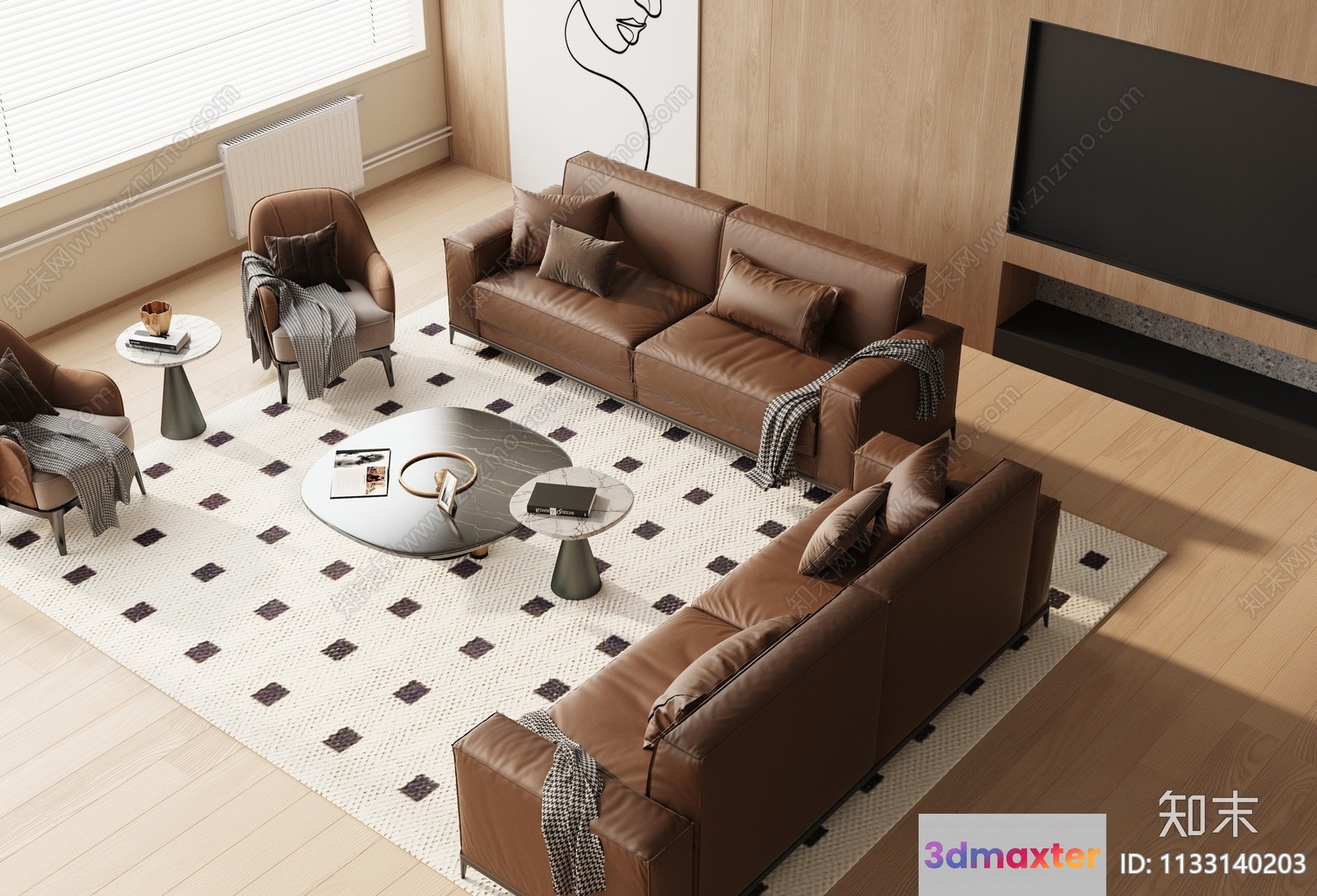 Modern Living Room 3D Model - 10868 - VRAY Render