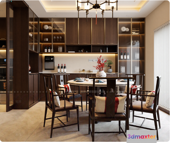 Modern Dining Room 3D Model - 14321 - VRAY Render