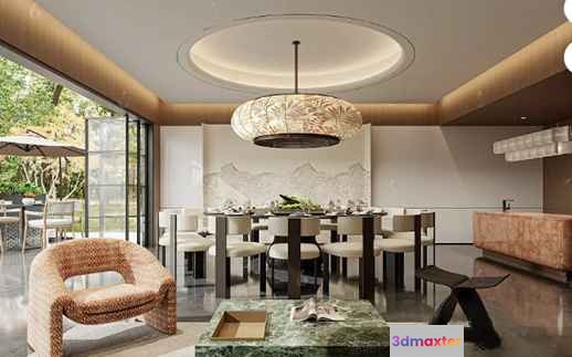 Modern Dining Room 3D Model - 18450 - VRAY Render