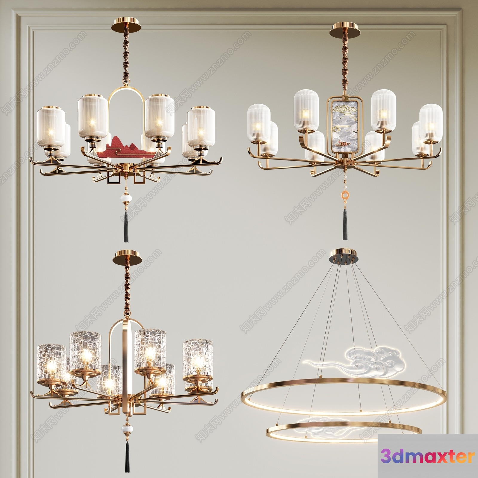 Gold Light Fixture 3D Model - 18103 - VRAY Render
