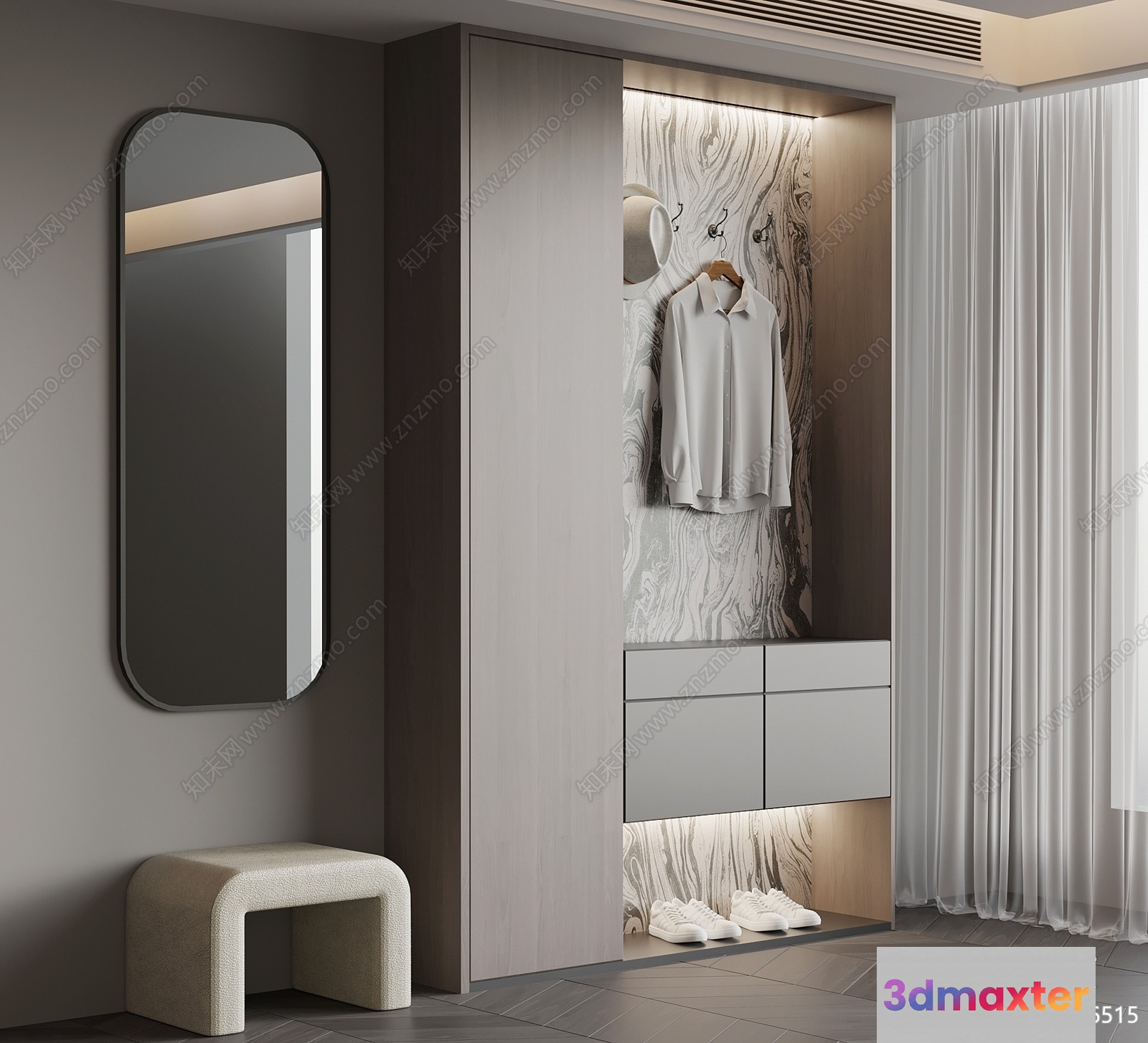 Modern Minimalist Closet 3D Model - 6910 - VRAY Render