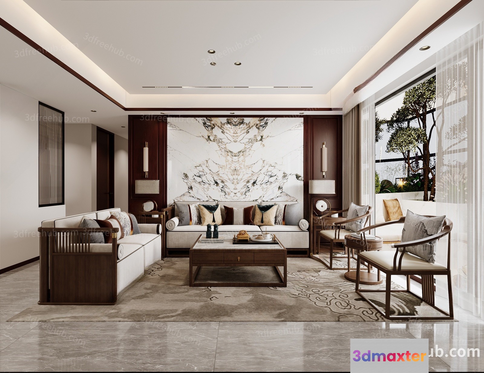 Modern Living Room 3D Model - 16651 - VRAY Render