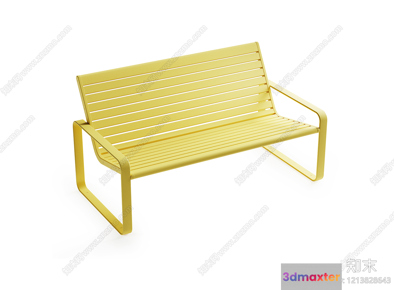 A Yellow Bench With A Simple Design 3D Model - 17761 - VRAY Render