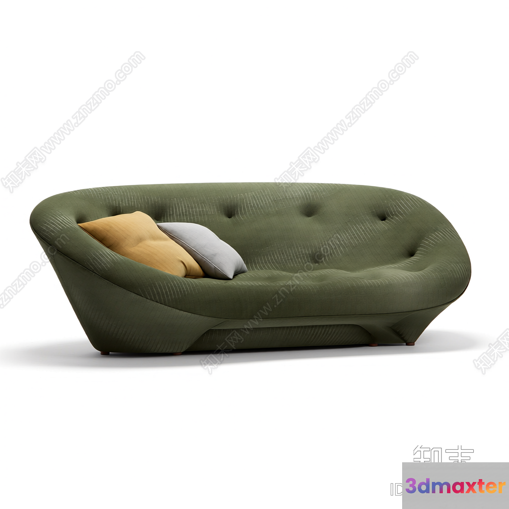 Green Modern Sofa 3D Model - 19237 - VRAY Render
