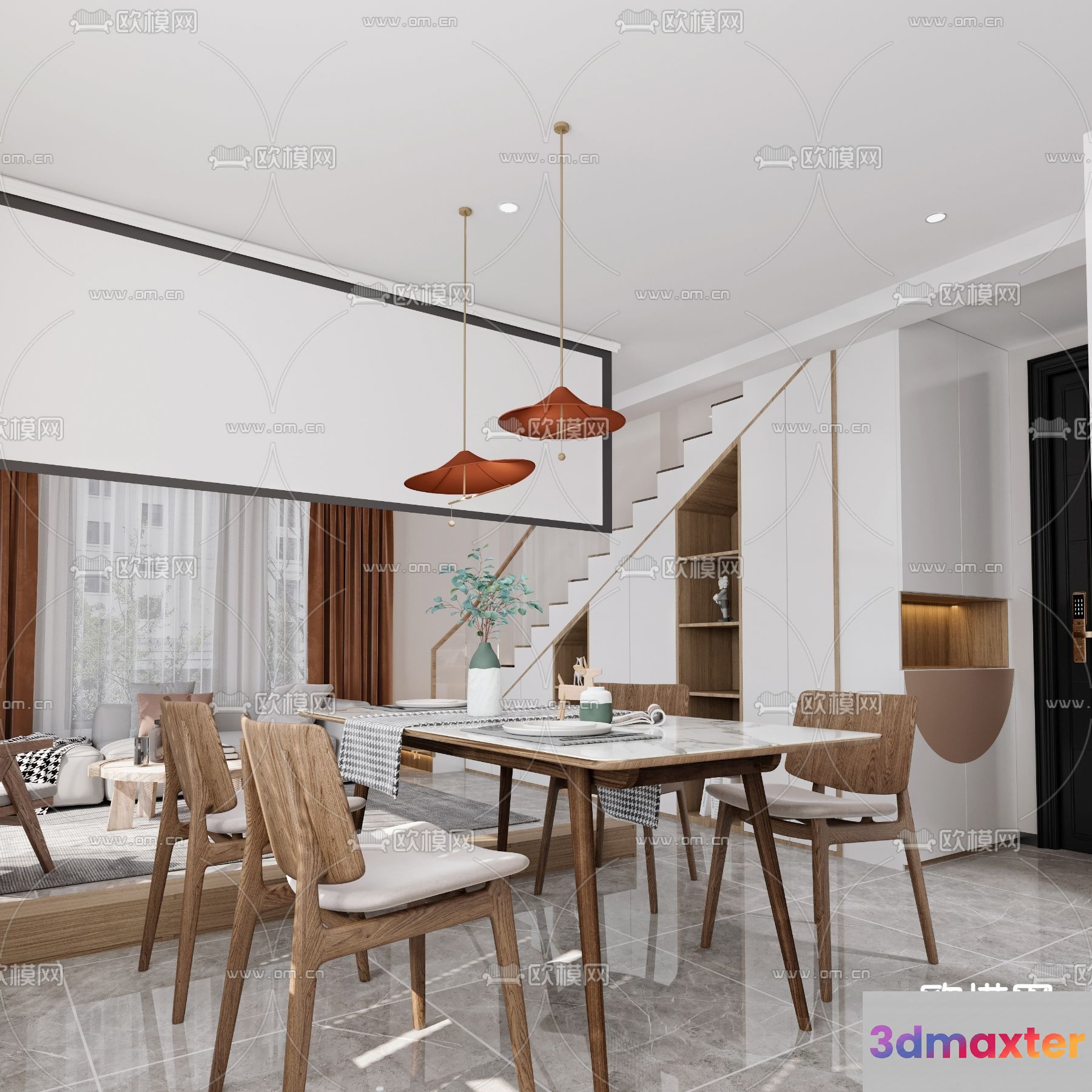 Modern Dining Room 3D Model - 18475 - VRAY Render