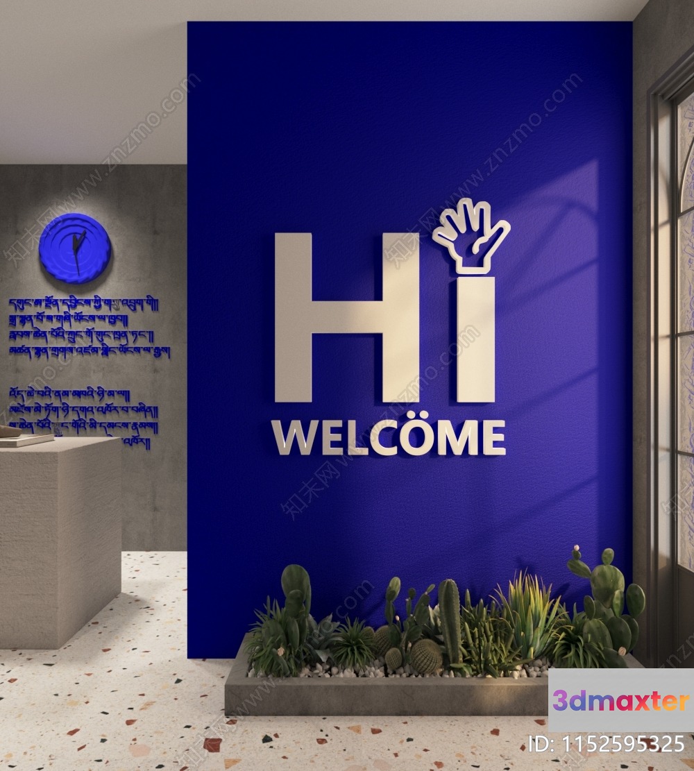 A Welcome Sign With A Cactus Garden 3D Model - 7446 - VRAY Render