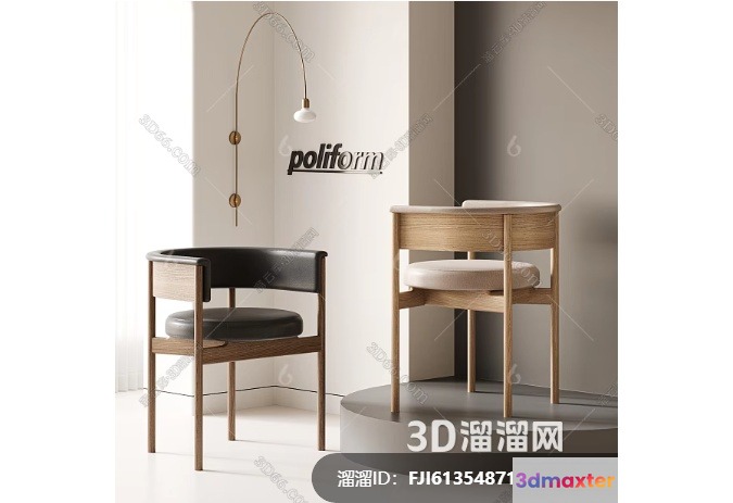 Wooden Chairs In A Room 3D Model - 8107 - VRAY Render